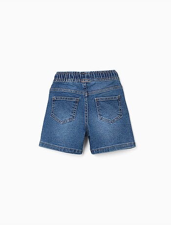 Pantaloncini midi in denim com effetto pull-up e coulisse