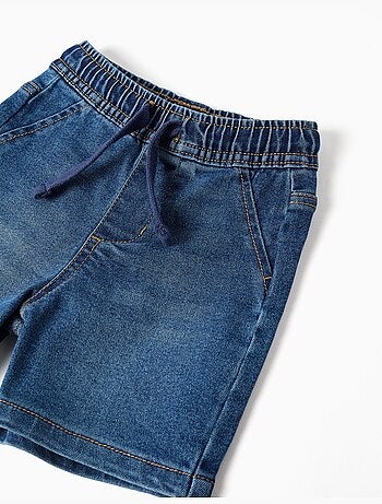 Pantaloncini midi in denim com effetto pull-up e coulisse