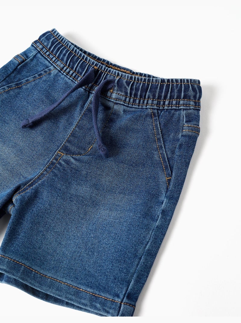Pantaloncini midi in denim com effetto pull-up e coulisse Blu Blu - Kiabi