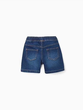 Pantaloncini midi in denim com effetto pull-up e coulisse
