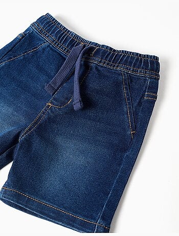 Pantaloncini midi in denim com effetto pull-up e coulisse