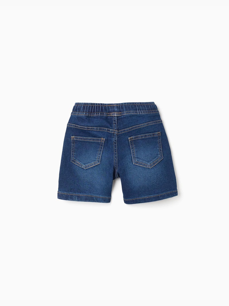 Pantaloncini midi in denim com effetto pull-up e coulisse Blu scuro - Kiabi