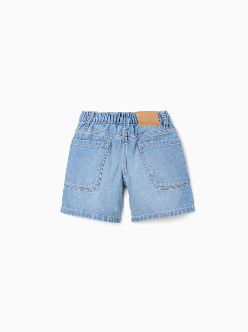 Pantaloncini midi in denim di cotone con tasche Blu chiaro - Kiabi