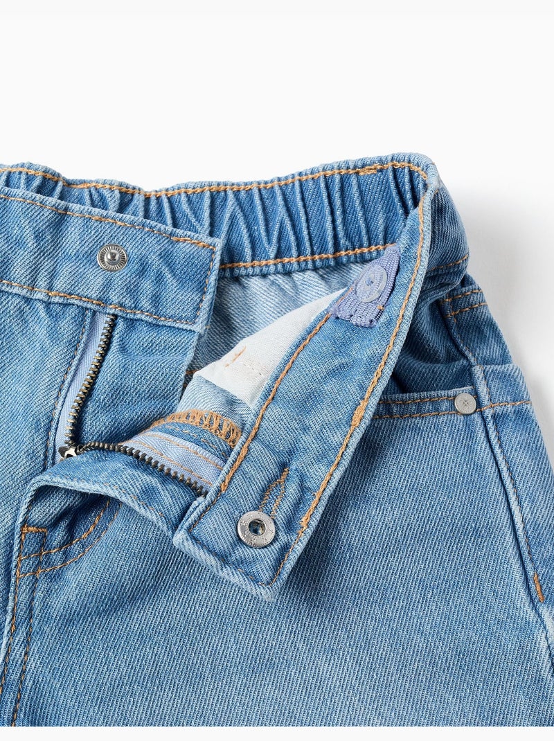 Pantaloncini midi in denim di cotone con tasche Blu chiaro - Kiabi
