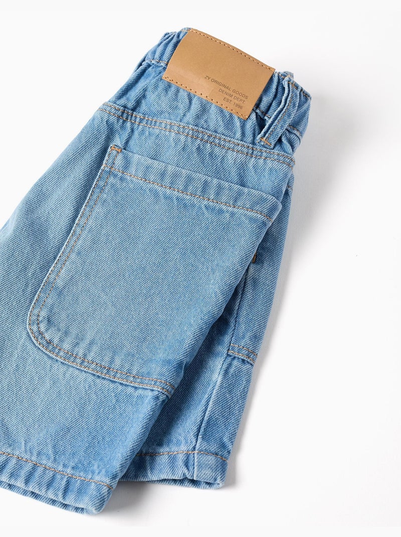 Pantaloncini midi in denim di cotone con tasche Blu chiaro - Kiabi