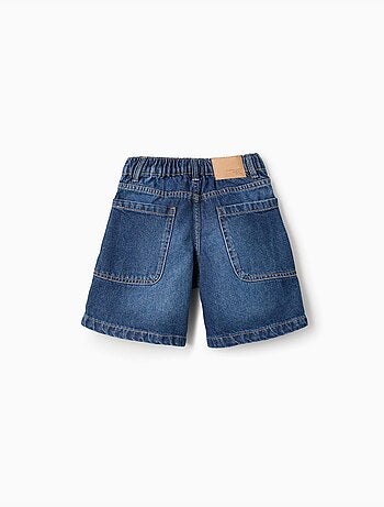Pantaloncini midi in denim di cotone con tasche