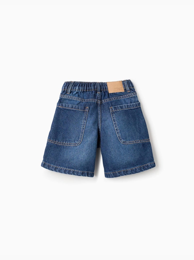 Pantaloncini midi in denim di cotone con tasche Blu scuro - Kiabi