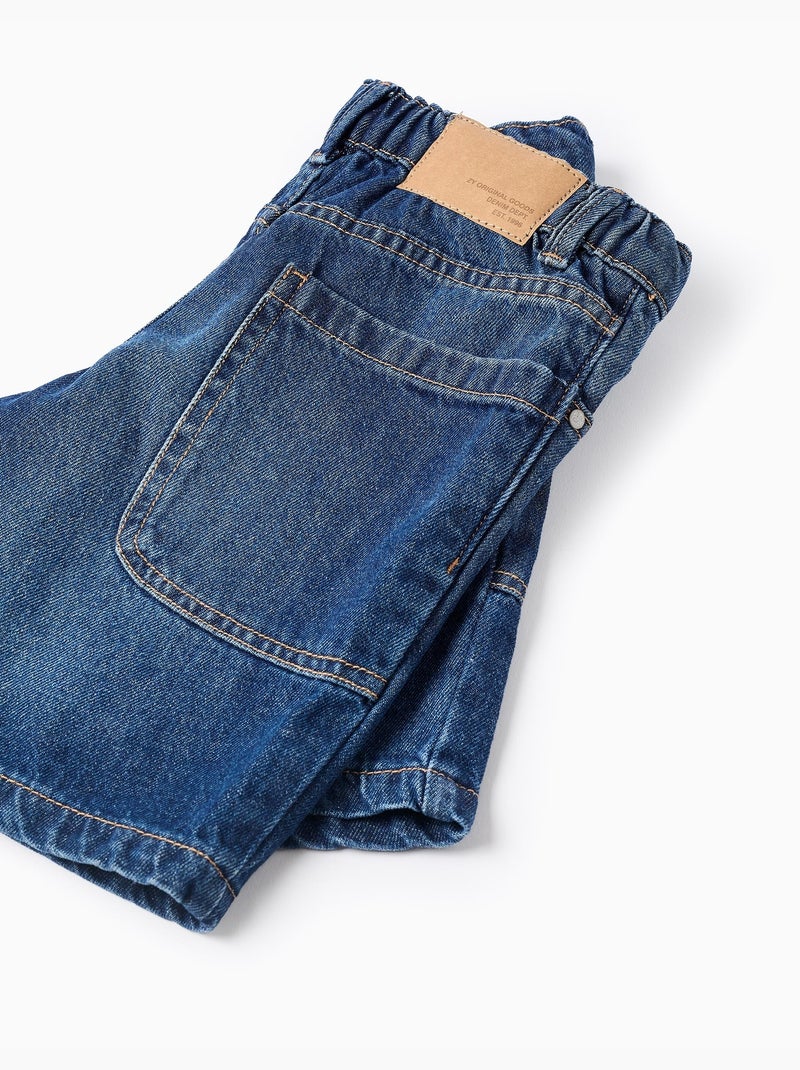 Pantaloncini midi in denim di cotone con tasche Blu scuro - Kiabi