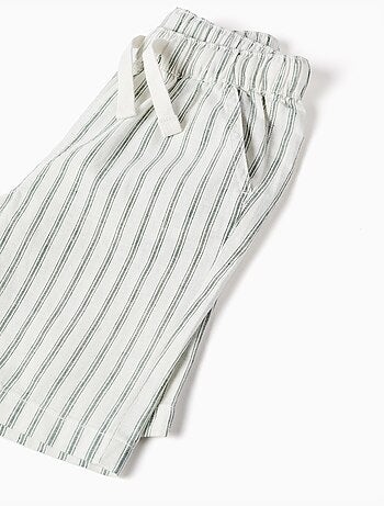 Pantaloncini midi in lino a righe con coulisse