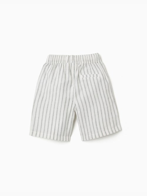 Pantaloncini midi in lino a righe con coulisse - Kiabi