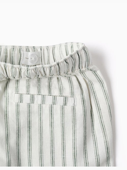 Pantaloncini midi in lino a righe con coulisse - Kiabi