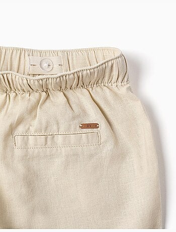 Pantaloncini midi in lino e cotone con coulisse