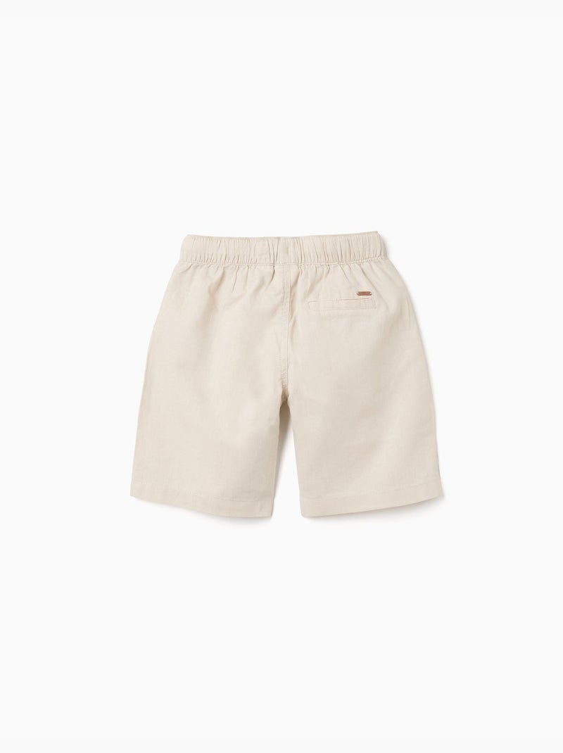 Pantaloncini midi in lino e cotone con coulisse Beige chiaro - Kiabi