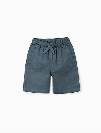 Pantaloncini midi in lino e cotone con coulisse