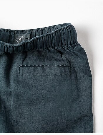 Pantaloncini midi in lino e cotone con coulisse