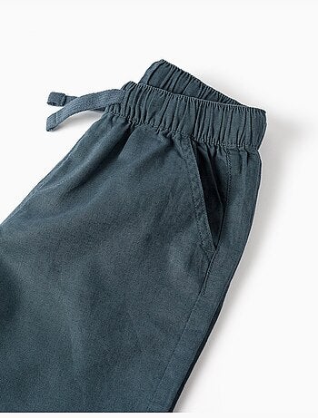 Pantaloncini midi in lino e cotone con coulisse