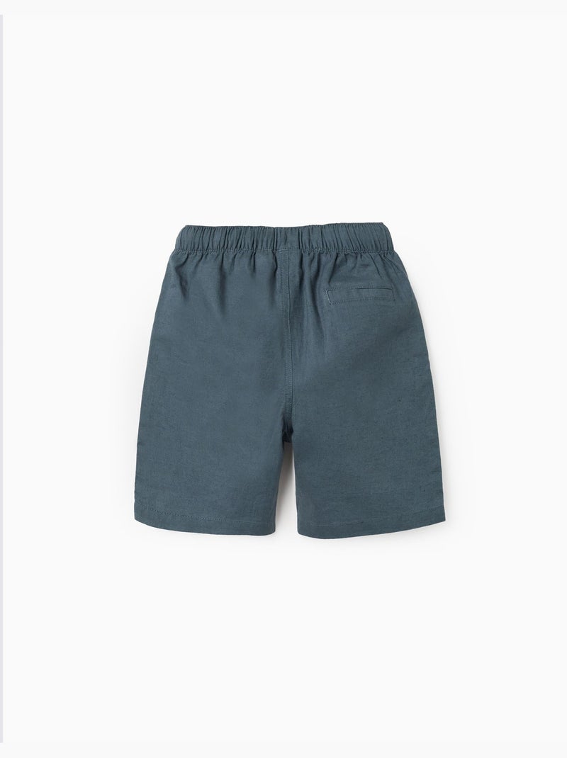 Pantaloncini midi in lino e cotone con coulisse Blu Blu - Kiabi
