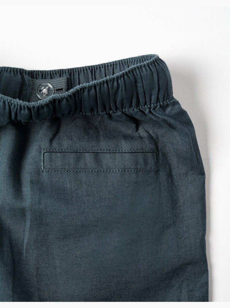 Pantaloncini midi in lino e cotone con coulisse Blu Blu - Kiabi