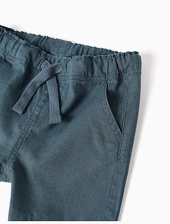 Pantaloncini midi in lino e cotone con coulisse