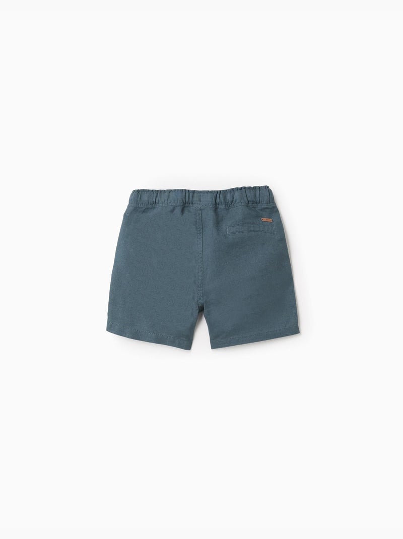 Pantaloncini midi in lino e cotone con coulisse Blu scuro - Kiabi