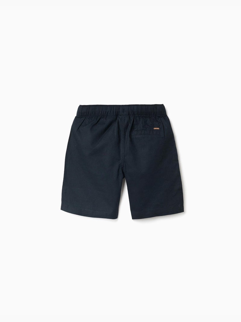 Pantaloncini midi in lino e cotone con coulisse Blu scuro - Kiabi