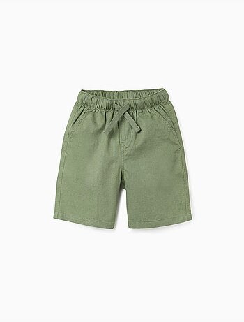 Pantaloncini midi in lino e cotone con coulisse