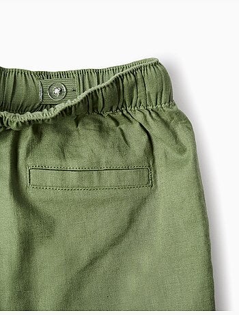 Pantaloncini midi in lino e cotone con coulisse