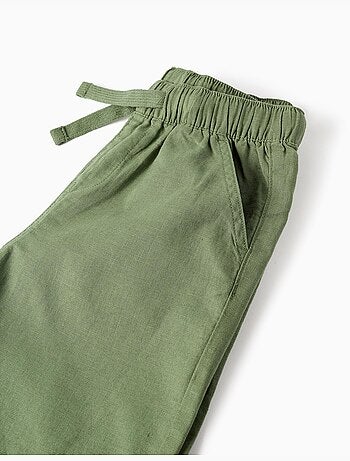 Pantaloncini midi in lino e cotone con coulisse