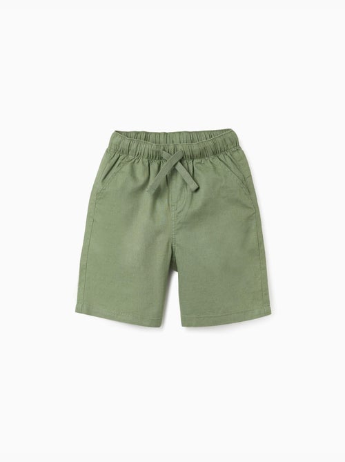 Pantaloncini midi in lino e cotone con coulisse - Kiabi