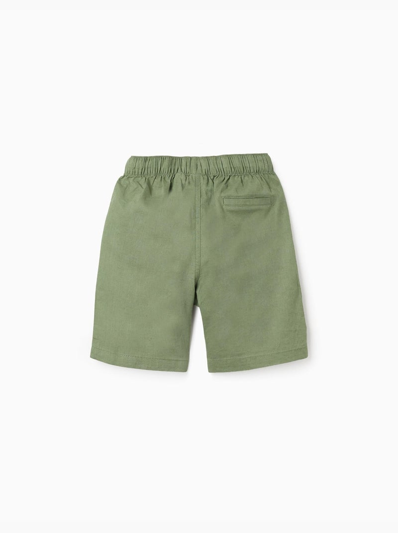 Pantaloncini midi in lino e cotone con coulisse Verde - Kiabi