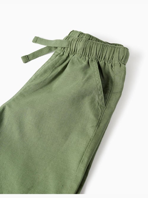 Pantaloncini midi in lino e cotone con coulisse - Kiabi