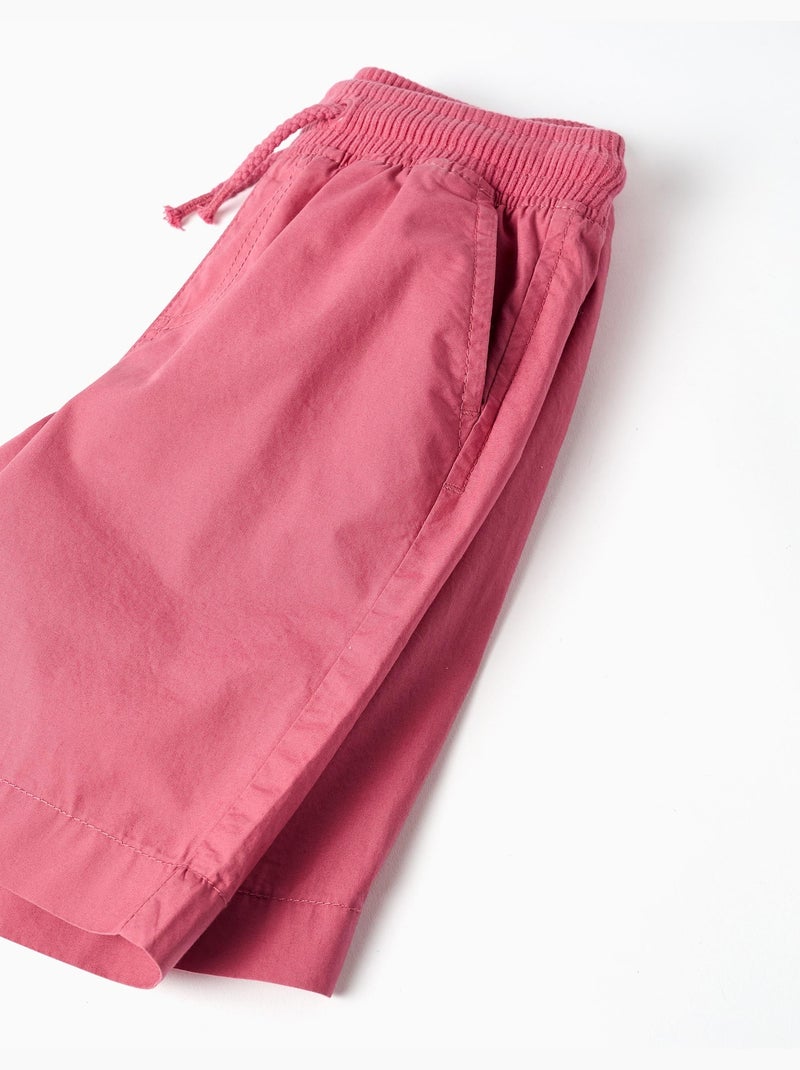 Pantaloncini midi in popeline con coulisse e tasche Rosa scuro - Kiabi