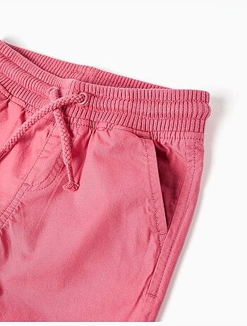 Pantaloncini midi in popeline con coulisse e tasche