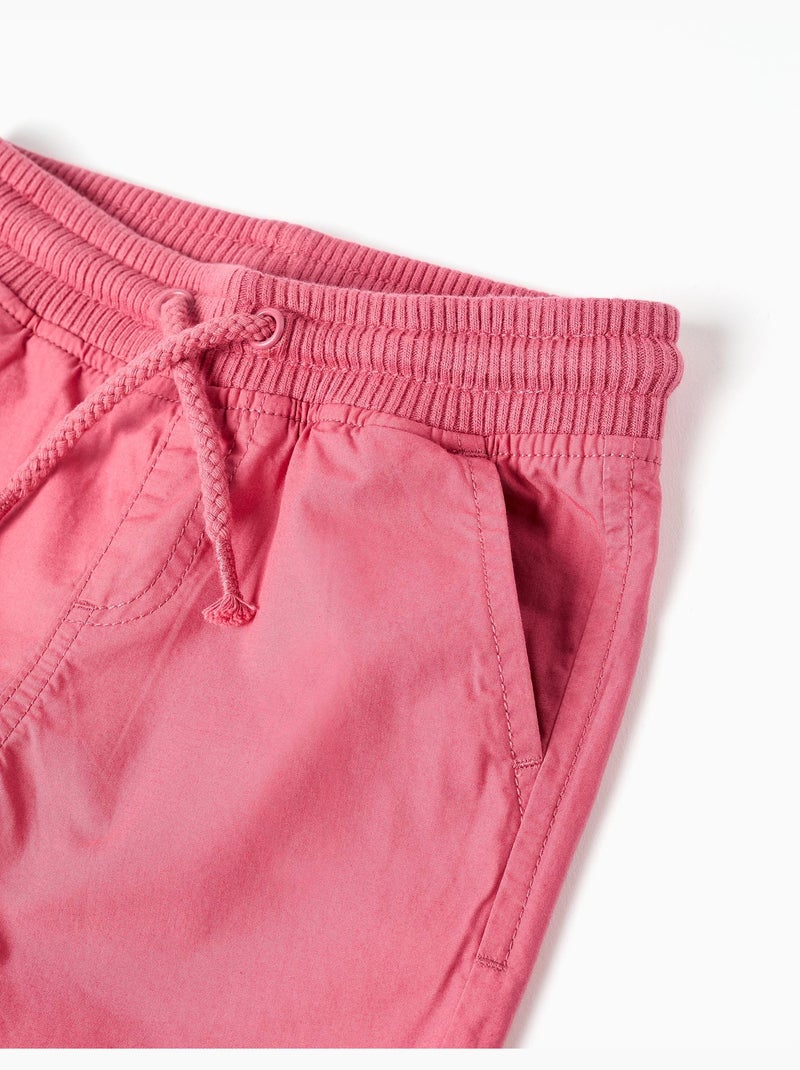 Pantaloncini midi in popeline con coulisse e tasche Rosa scuro - Kiabi