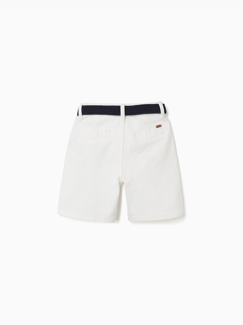 Pantaloncini midi in saffiano con cintura Bianco - Kiabi