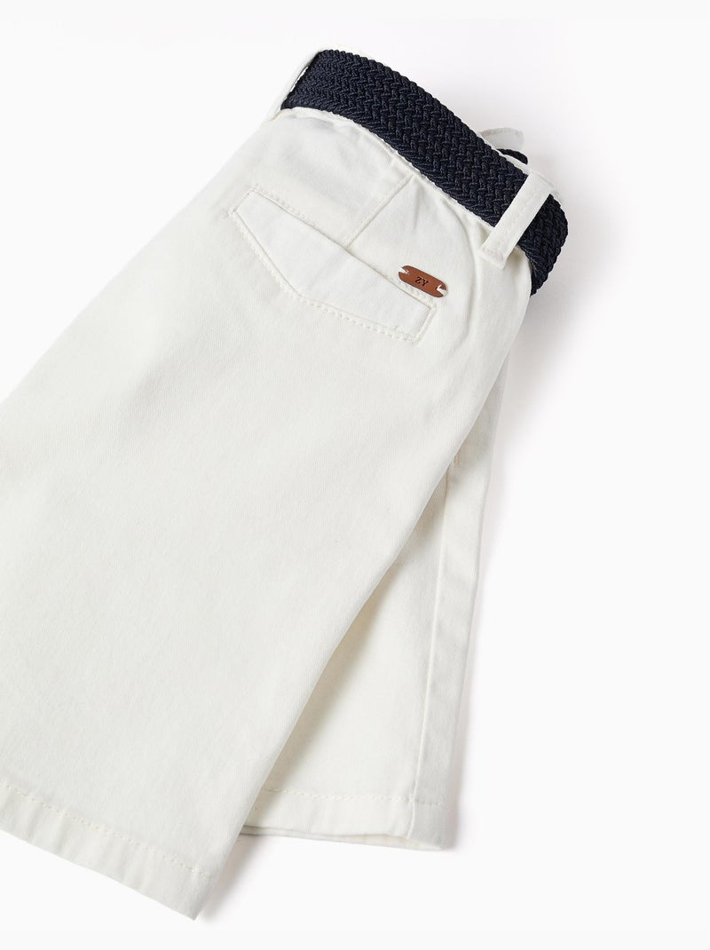 Pantaloncini midi in saffiano con cintura Bianco - Kiabi