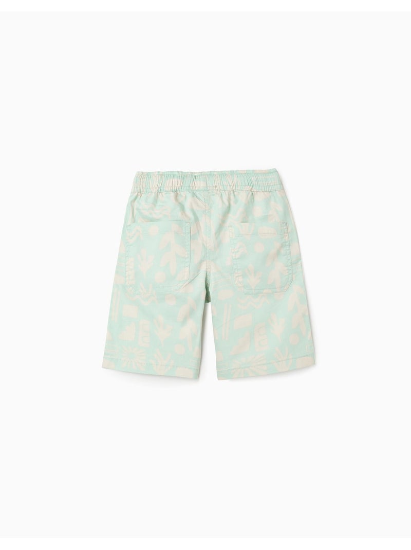 Pantaloncini midi in saffiano con motivo da spiaggia Verde chiaro - Kiabi