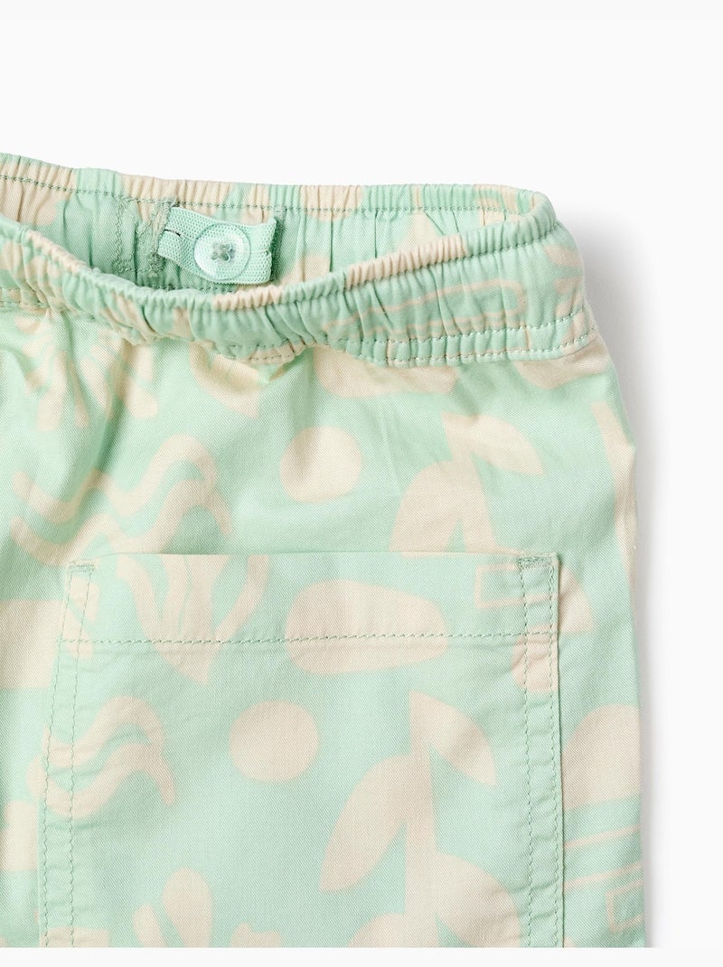 Pantaloncini midi in saffiano con motivo da spiaggia Verde chiaro - Kiabi