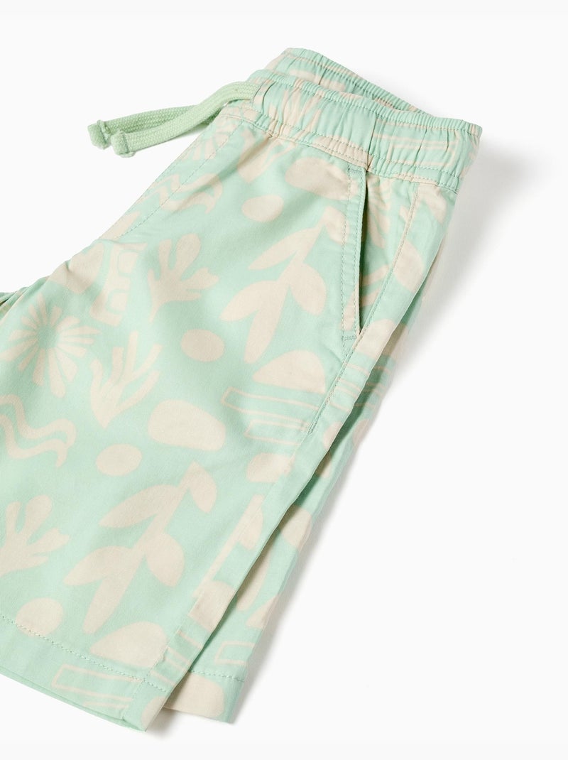 Pantaloncini midi in saffiano con motivo da spiaggia Verde chiaro - Kiabi