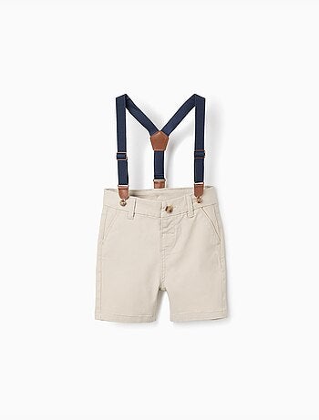 Pantaloncini midi in twill con bretelle removibili