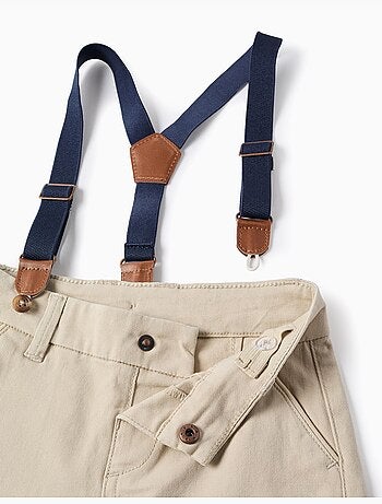 Pantaloncini midi in twill con bretelle removibili