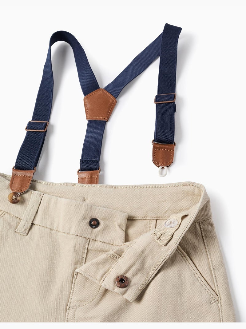 Pantaloncini midi in twill con bretelle removibili Beige chiaro - Kiabi