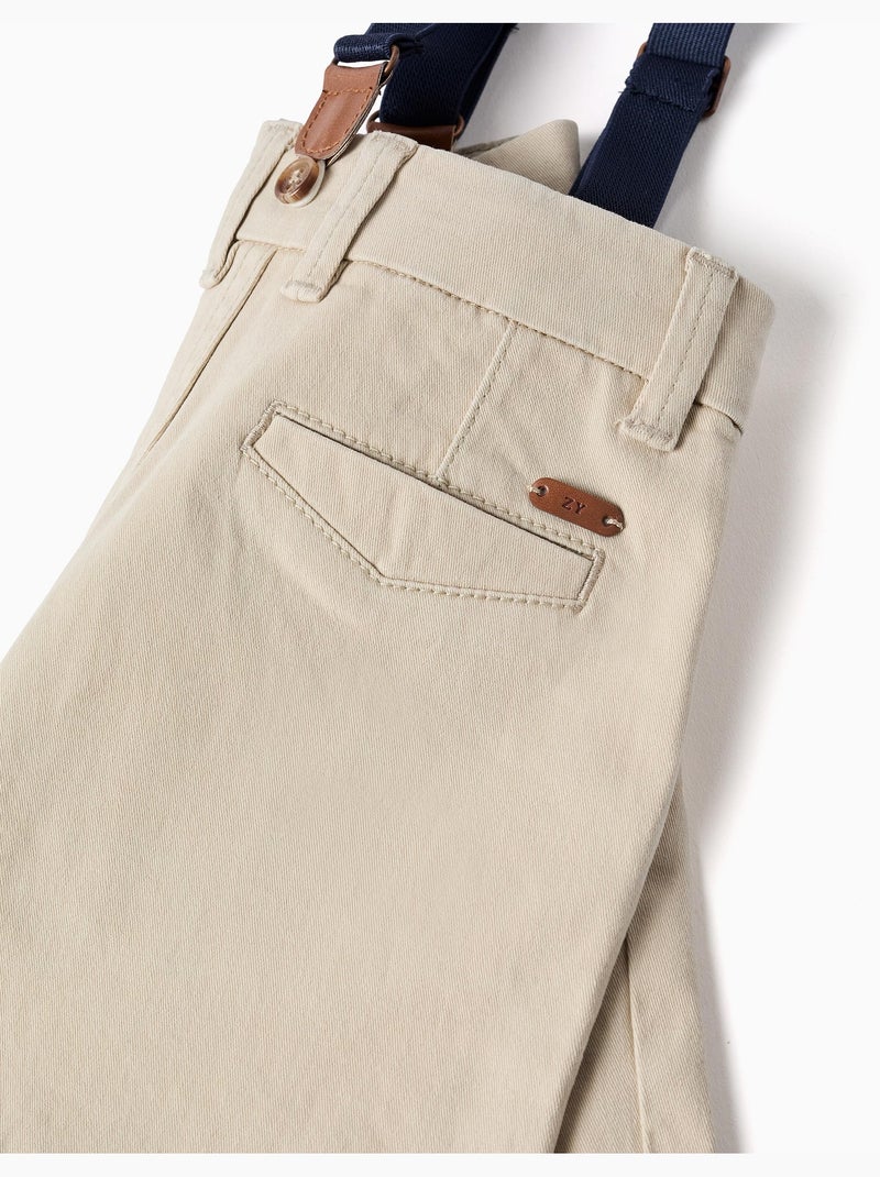 Pantaloncini midi in twill con bretelle removibili Beige chiaro - Kiabi