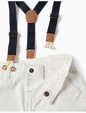 Pantaloncini midi in twill con bretelle removibili