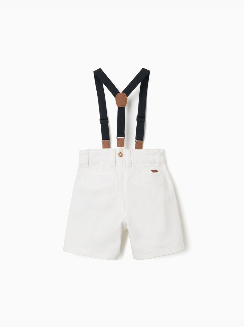 Pantaloncini midi in twill con bretelle removibili Bianco - Kiabi