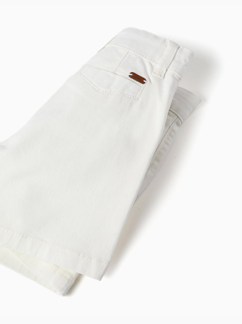 Pantaloncini midi in twill con bretelle removibili Bianco - Kiabi