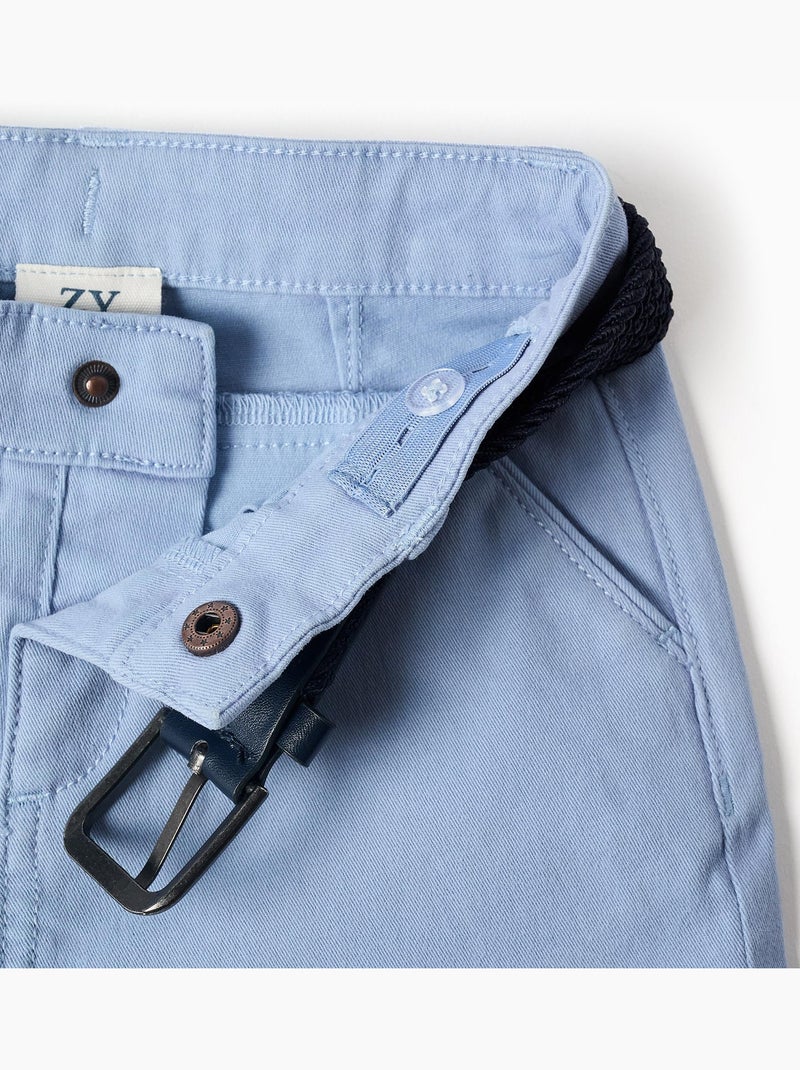 Pantaloncini midi in twill con cintura Blu chiaro - Kiabi