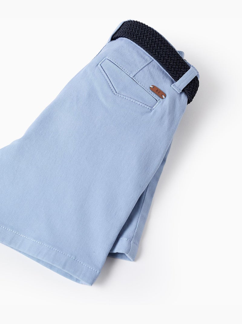 Pantaloncini midi in twill con cintura Blu chiaro - Kiabi