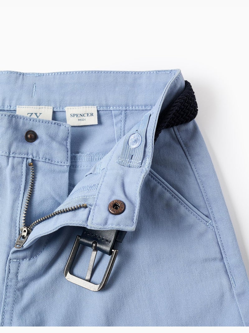 Pantaloncini midi in twill con cintura Blu chiaro - Kiabi