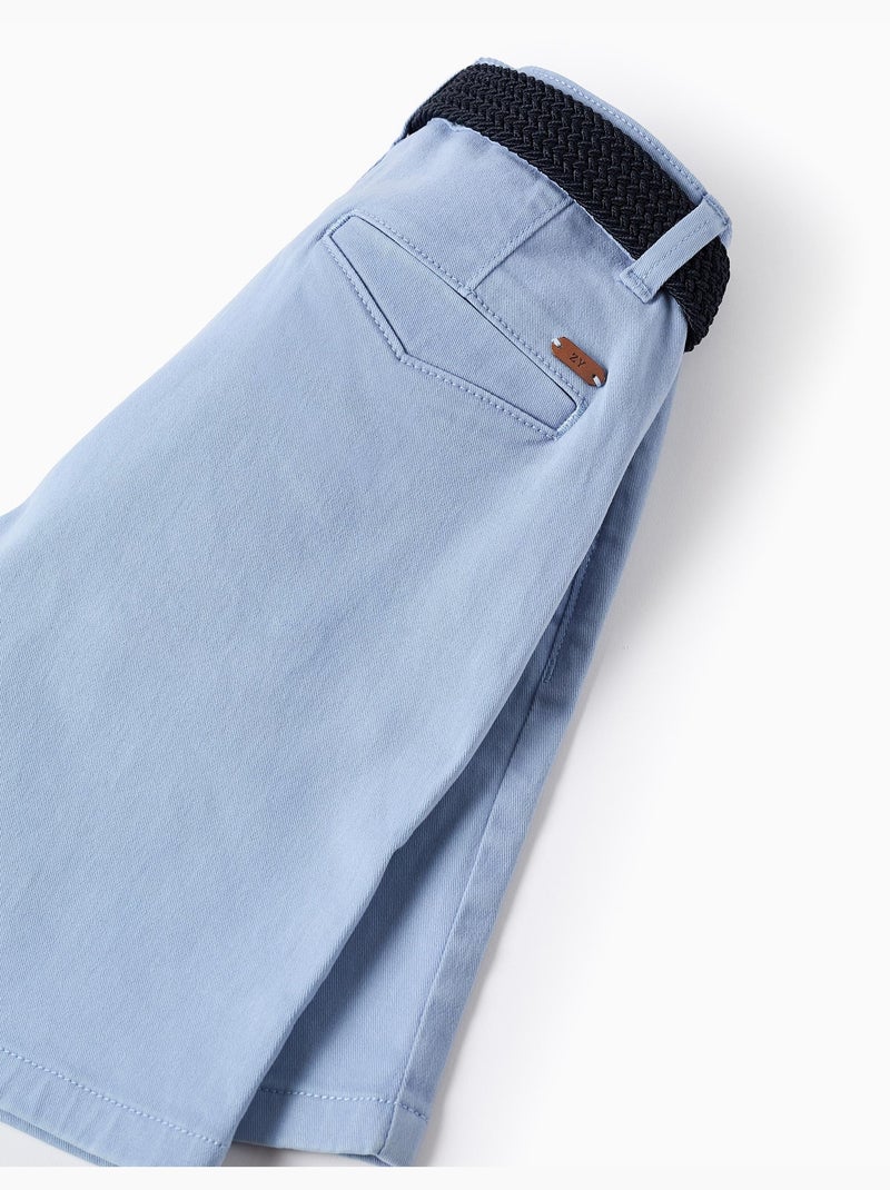 Pantaloncini midi in twill con cintura Blu chiaro - Kiabi